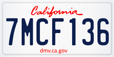 CA license plate 7MCF136
