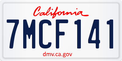 CA license plate 7MCF141