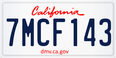 CA license plate 7MCF143