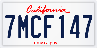 CA license plate 7MCF147
