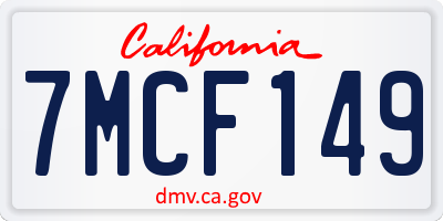 CA license plate 7MCF149