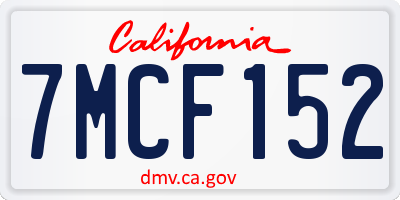 CA license plate 7MCF152