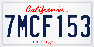 CA license plate 7MCF153