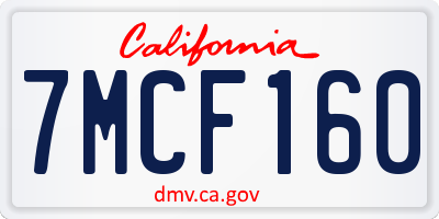 CA license plate 7MCF160