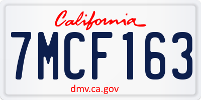 CA license plate 7MCF163