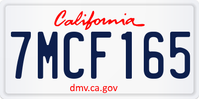 CA license plate 7MCF165