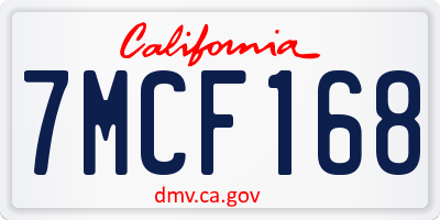 CA license plate 7MCF168