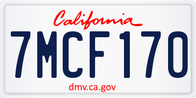 CA license plate 7MCF170