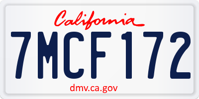 CA license plate 7MCF172