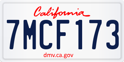 CA license plate 7MCF173