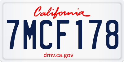 CA license plate 7MCF178