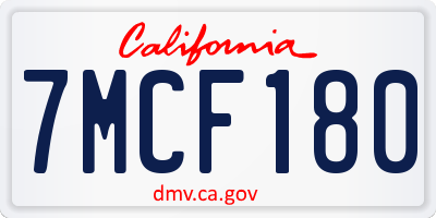 CA license plate 7MCF180