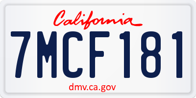 CA license plate 7MCF181