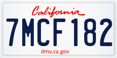 CA license plate 7MCF182