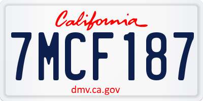 CA license plate 7MCF187