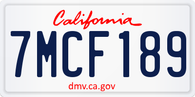 CA license plate 7MCF189