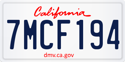 CA license plate 7MCF194