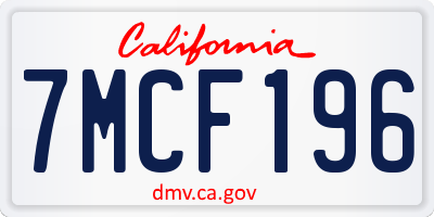 CA license plate 7MCF196