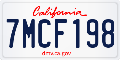 CA license plate 7MCF198