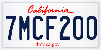 CA license plate 7MCF200