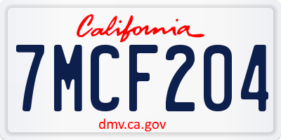 CA license plate 7MCF204