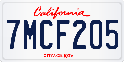 CA license plate 7MCF205