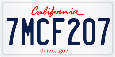 CA license plate 7MCF207