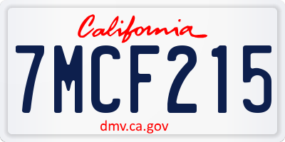 CA license plate 7MCF215