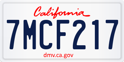 CA license plate 7MCF217