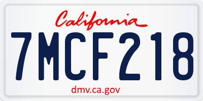 CA license plate 7MCF218