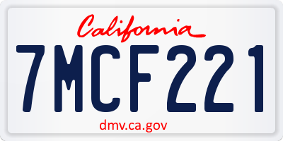 CA license plate 7MCF221