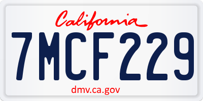 CA license plate 7MCF229