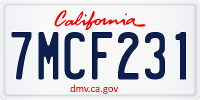 CA license plate 7MCF231