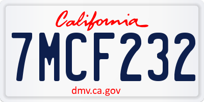 CA license plate 7MCF232