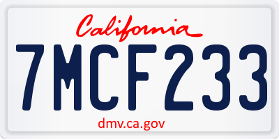 CA license plate 7MCF233