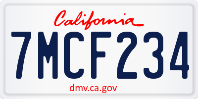 CA license plate 7MCF234