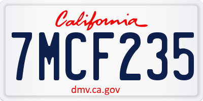 CA license plate 7MCF235