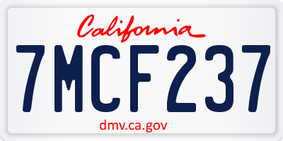 CA license plate 7MCF237