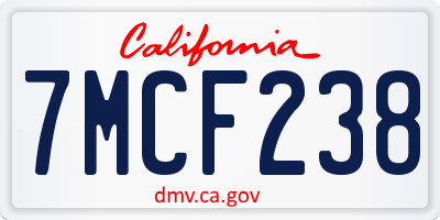 CA license plate 7MCF238