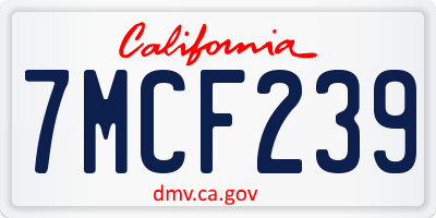 CA license plate 7MCF239