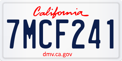CA license plate 7MCF241