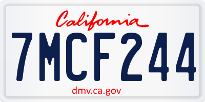 CA license plate 7MCF244