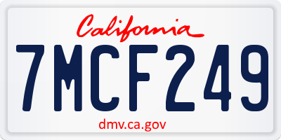 CA license plate 7MCF249