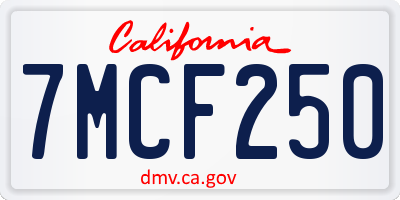 CA license plate 7MCF250