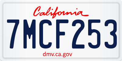 CA license plate 7MCF253