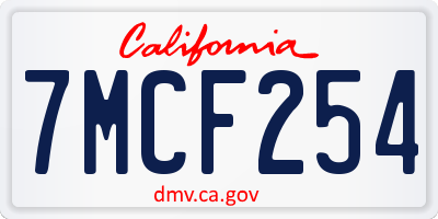 CA license plate 7MCF254