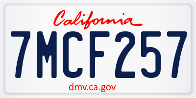 CA license plate 7MCF257