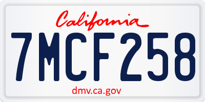 CA license plate 7MCF258