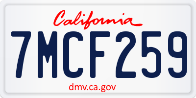 CA license plate 7MCF259