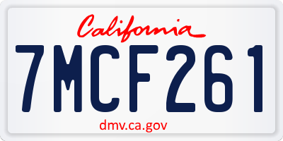 CA license plate 7MCF261